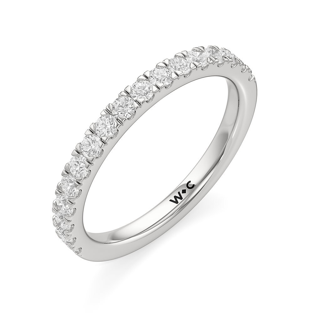 The Lottie Diamond Wedding Band with Platinum Cut Diamond in 14KT Platinum view 3
