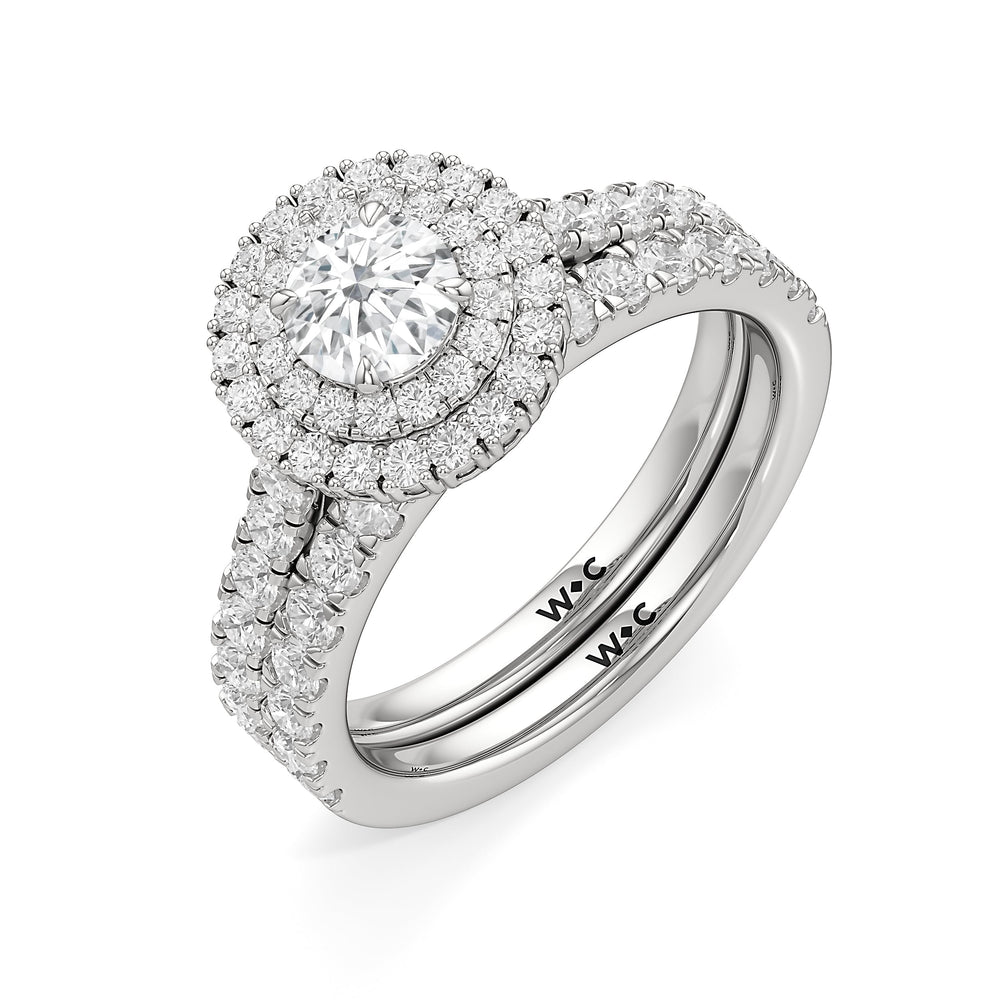 The Lottie Diamond Wedding Band with Platinum Cut Diamond in 14KT Platinum view 4
