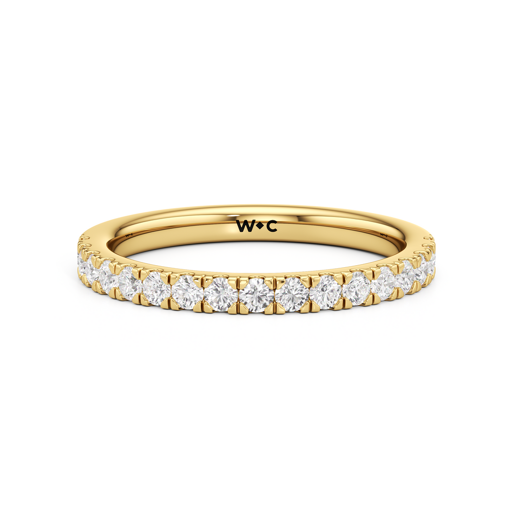 The Lottie Diamond Wedding Band with 18KT Yellow Gold Cut Diamond in 14KT Yellow Gold view 1
