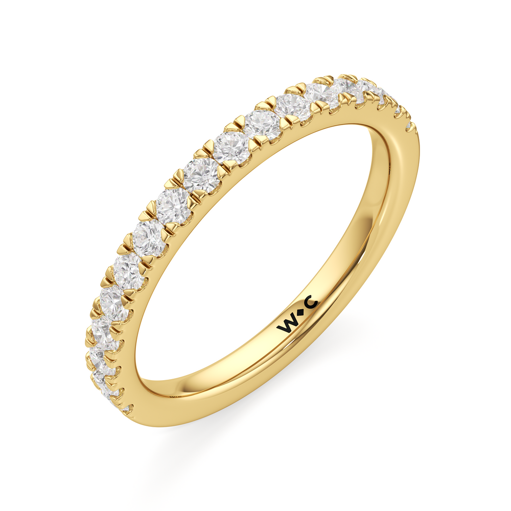 The Lottie Diamond Wedding Band with 18KT Yellow Gold Cut Diamond in 14KT Yellow Gold view 3
