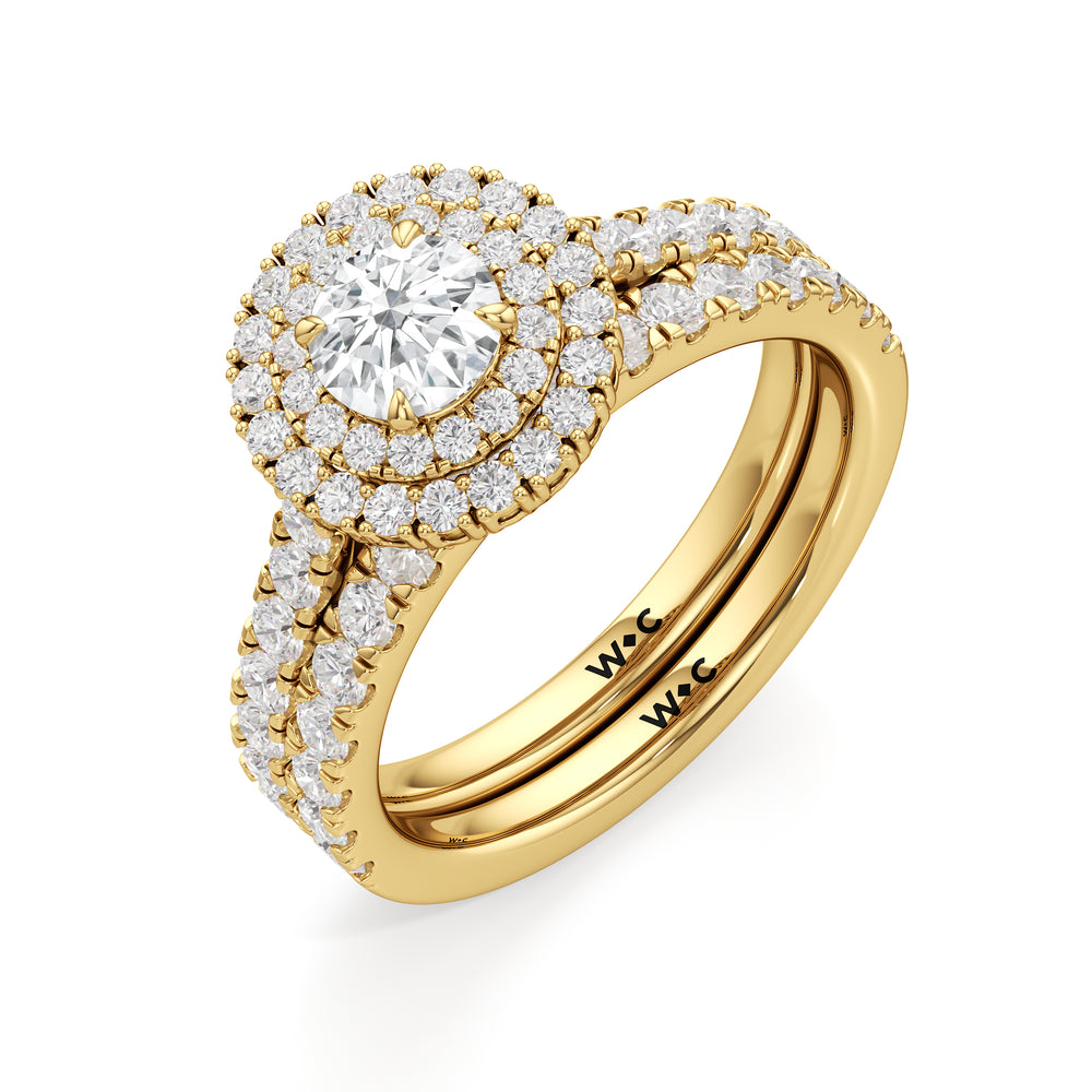 The Lottie Diamond Wedding Band with 18KT Yellow Gold Cut Diamond in 14KT Yellow Gold view 4
