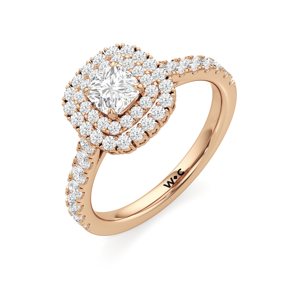 The Lottie Engagement Ring with Cushion Cut Diamond in 14KT Rose Gold view 3
