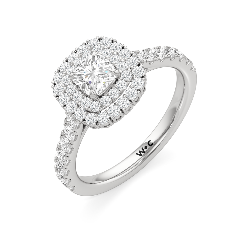 The Lottie Engagement Ring with Cushion Cut Diamond in 14KT Platinum view 3
