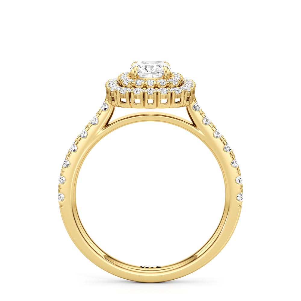 The Lottie Engagement Ring with Cushion Cut Diamond in 14KT Yellow Gold view 2
