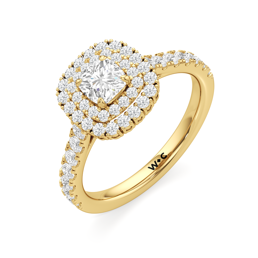 The Lottie Engagement Ring with Cushion Cut Diamond in 14KT Yellow Gold view 3

