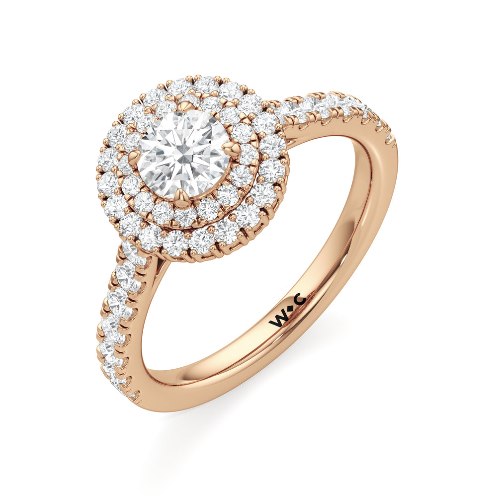 The Lottie Engagement Ring with Round Cut Diamond in 14KT Rose Gold view 3

