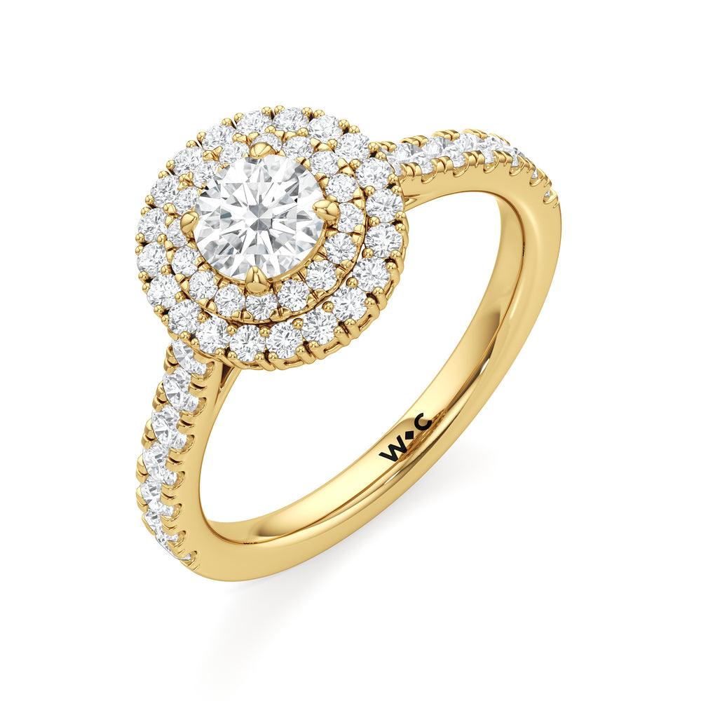 The Lottie Engagement Ring with Round Cut Diamond in 14KT Yellow Gold view 3
