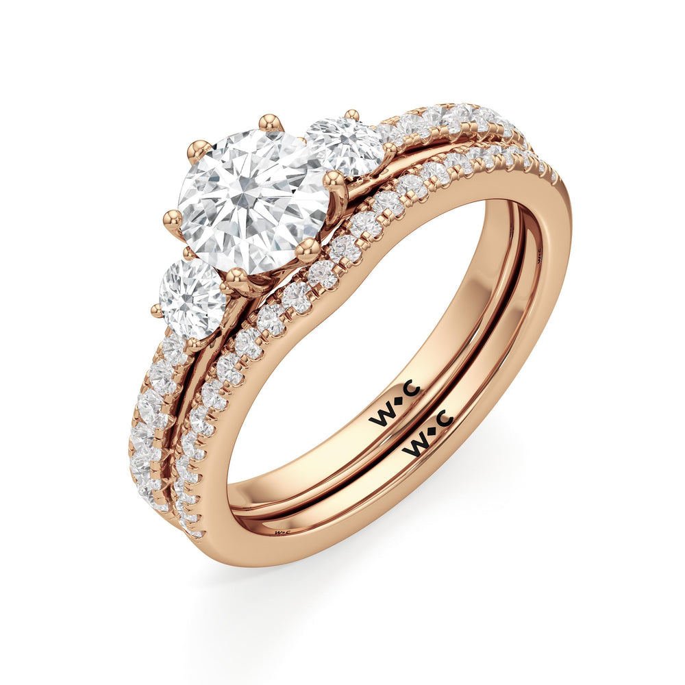 The Miriam Diamond Wedding Band with 18KT Rose Gold Cut Diamond in 14KT Rose Gold view 4
