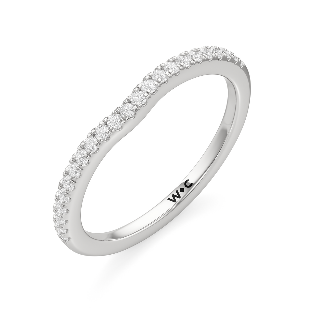 The Miriam Diamond Wedding Band with Platinum Cut Diamond in 14KT Platinum view 3
