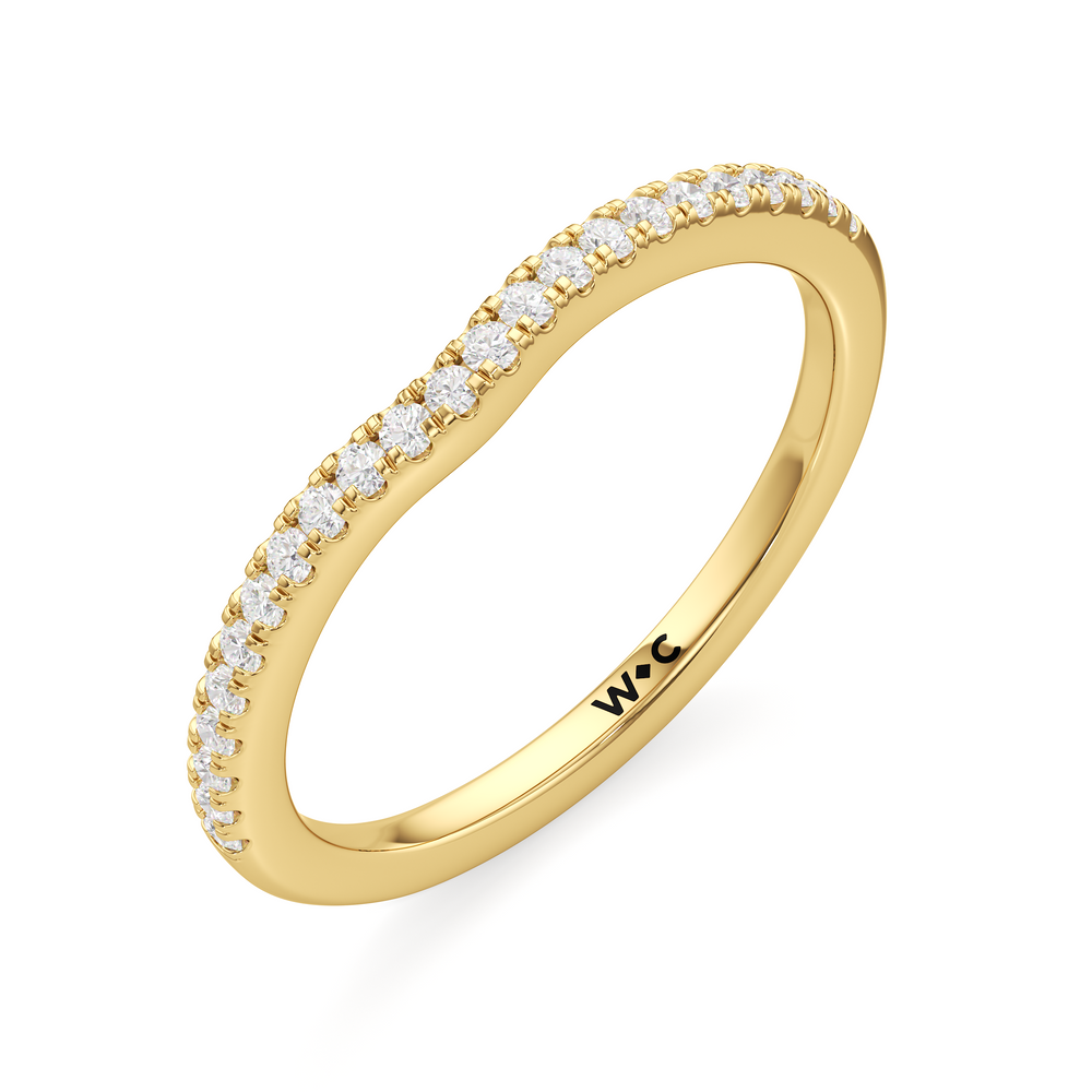 The Miriam Diamond Wedding Band with 18KT Yellow Gold Cut Diamond in 14KT Yellow Gold view 3
