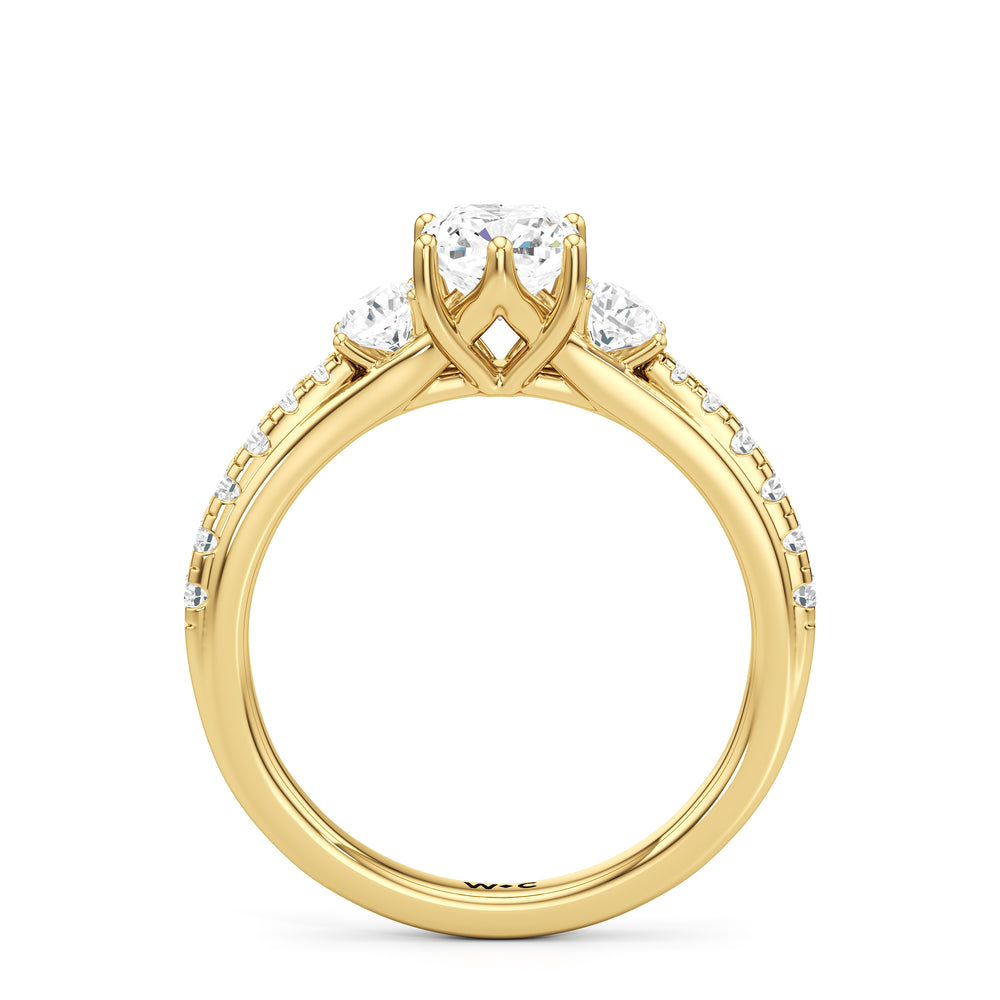 The Miriam Engagement Ring with Cushion Cut Diamond in 14KT Yellow Gold view 2
