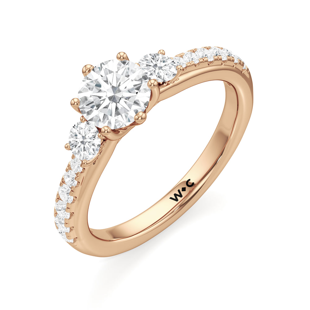 The Miriam Engagement Ring with Round Cut Diamond in 14KT Rose Gold view 3
