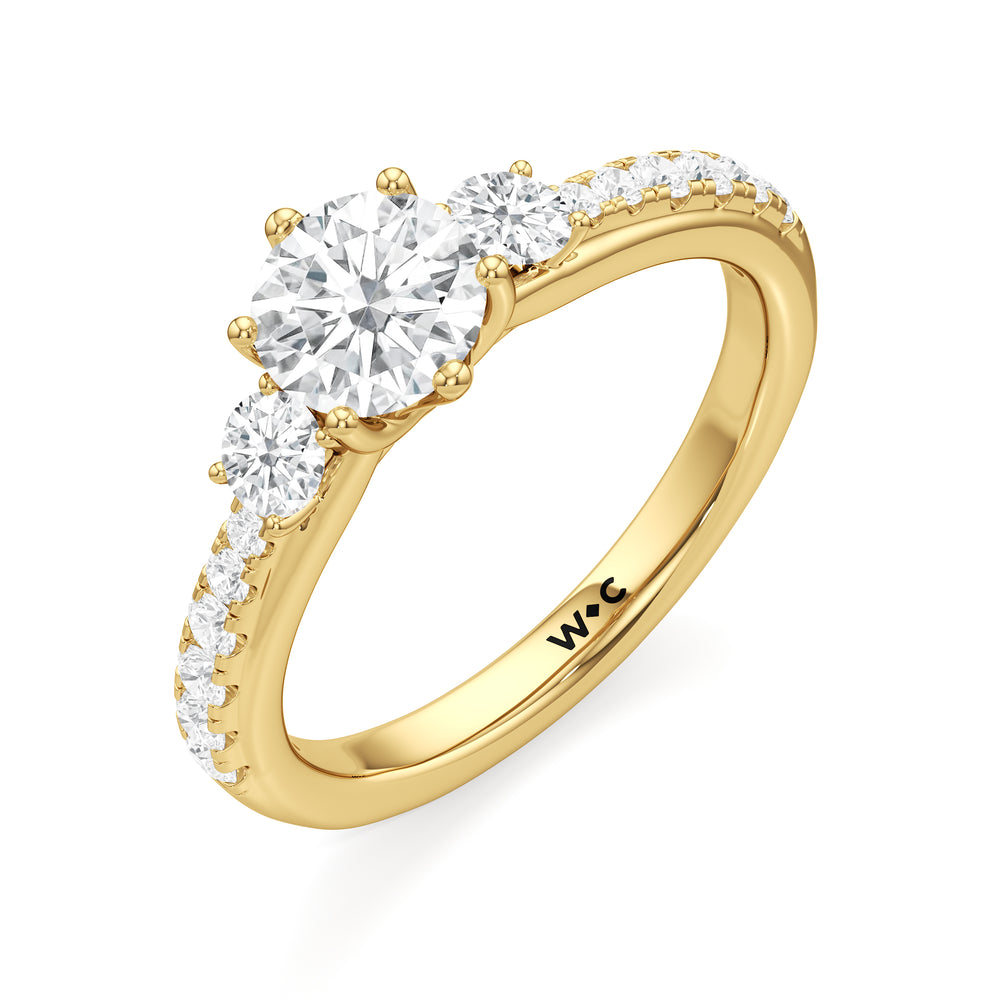 The Miriam Engagement Ring with Round Cut Diamond in 14KT Yellow Gold view 3
