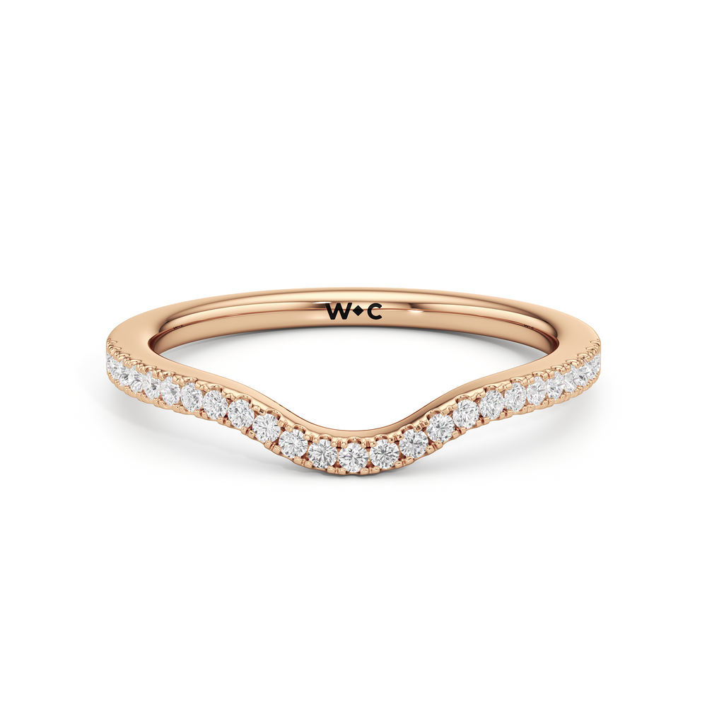 The Priya Diamond Wedding Band with 18KT Rose Gold Cut Diamond in 14KT Rose Gold view 1
