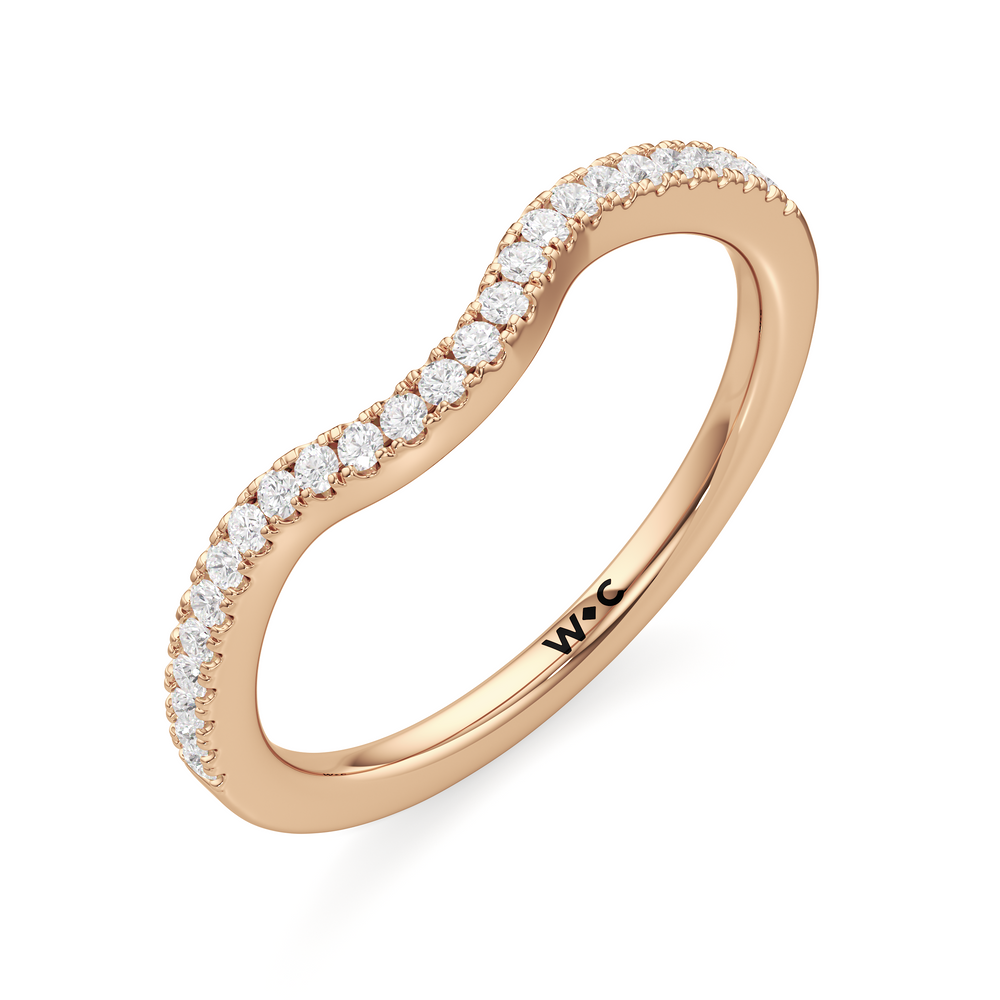 The Priya Diamond Wedding Band with 18KT Rose Gold Cut Diamond in 14KT Rose Gold view 3
