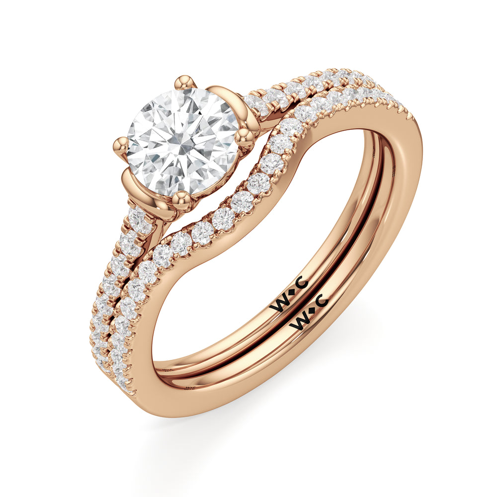 The Priya Diamond Wedding Band with 18KT Rose Gold Cut Diamond in 14KT Rose Gold view 4
