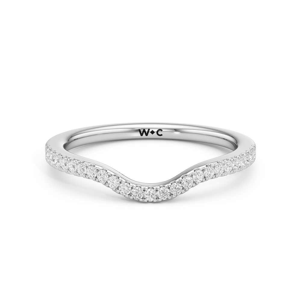 The Priya Diamond Wedding Band with Platinum Cut Diamond in 14KT Platinum view 1

