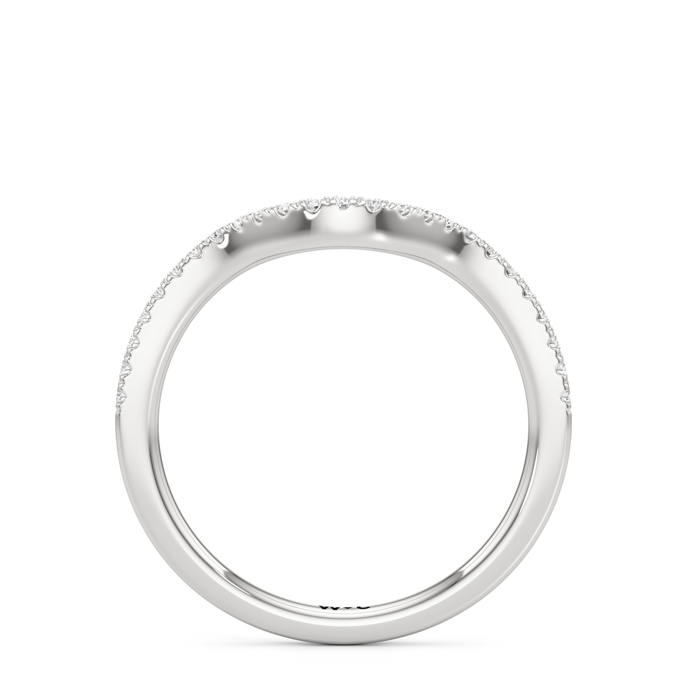 The Priya Diamond Wedding Band with Platinum Cut Diamond in 14KT Platinum view 2
