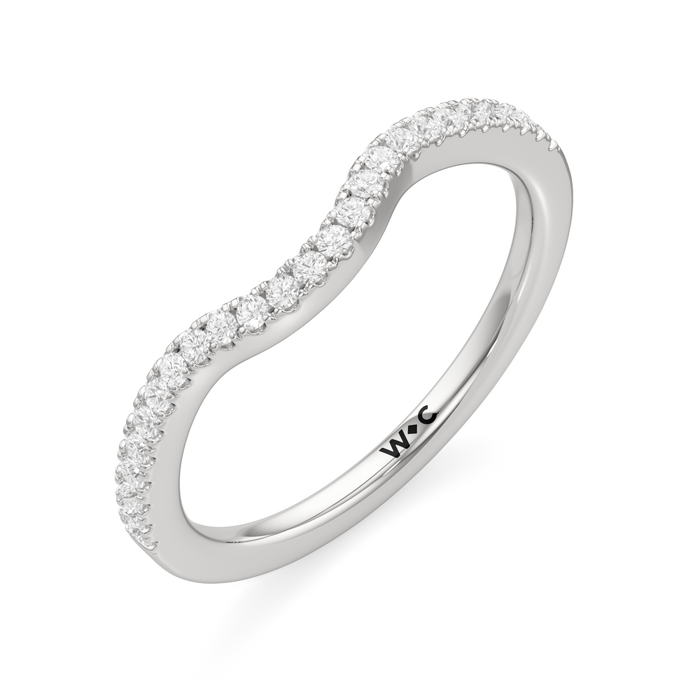 The Priya Diamond Wedding Band with Platinum Cut Diamond in 14KT Platinum view 3

