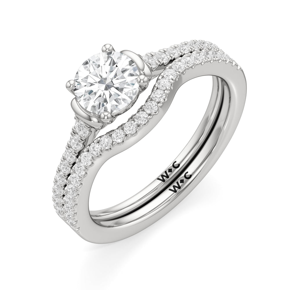The Priya Diamond Wedding Band with Platinum Cut Diamond in 14KT Platinum view 4
