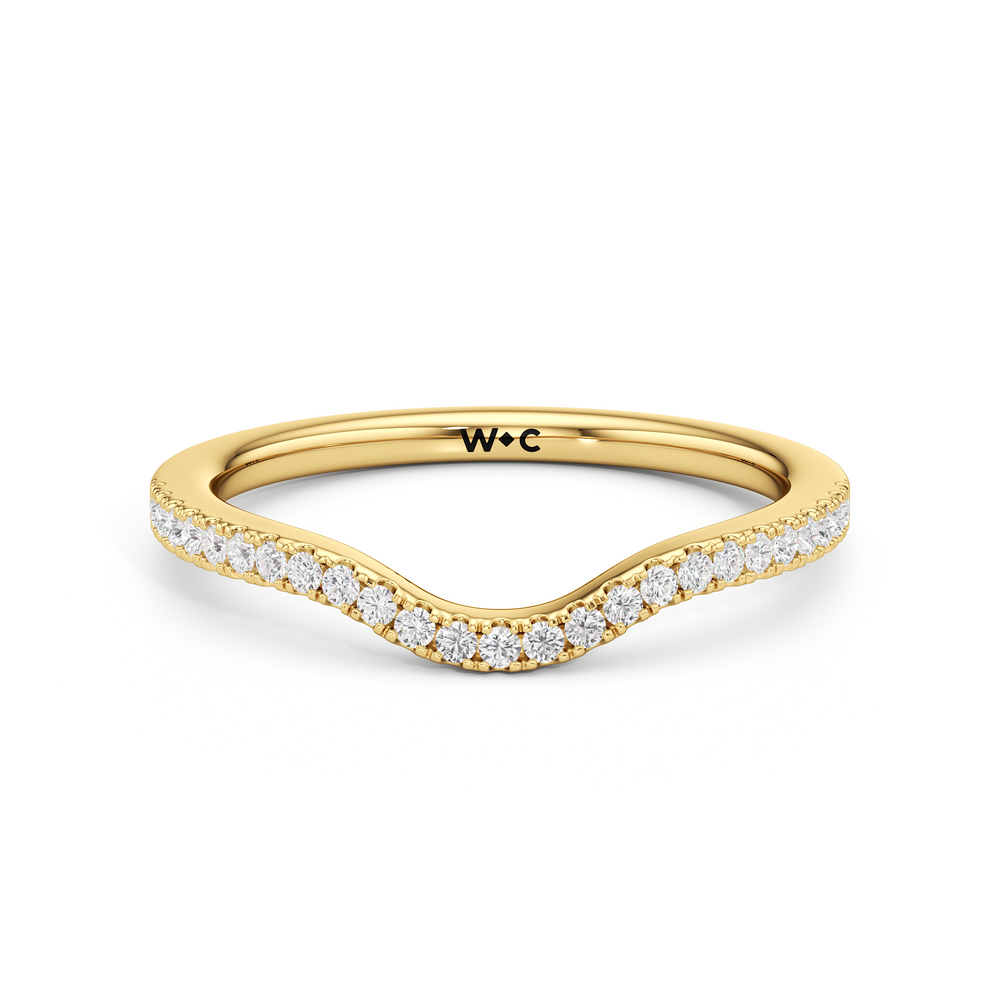 The Priya Diamond Wedding Band with 18KT Yellow Gold Cut Diamond in 14KT Yellow Gold view 1
