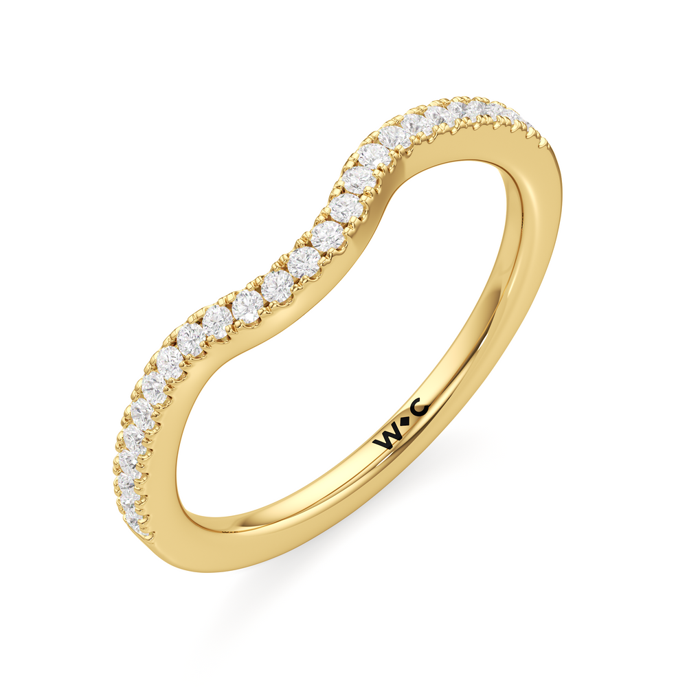 The Priya Diamond Wedding Band with 18KT Yellow Gold Cut Diamond in 14KT Yellow Gold view 3
