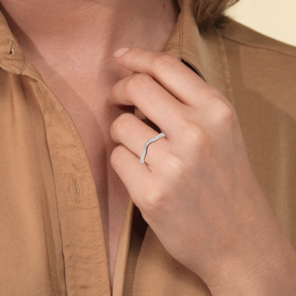 The Priya Diamond Wedding Band with 18KT Rose Gold Cut Diamond in 14KT Rose Gold view 5
