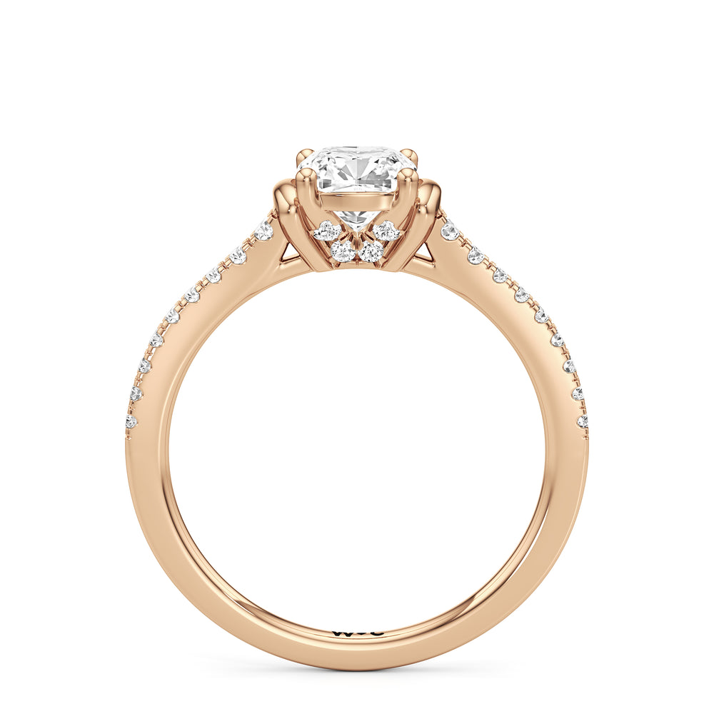 The Priya Engagement Ring with Cushion Cut Diamond in 14KT Rose Gold view 2
