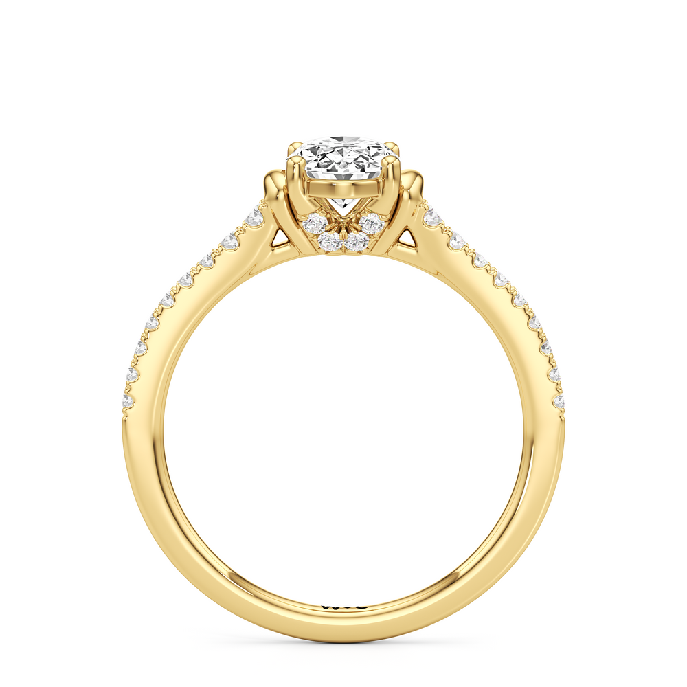 The Priya Engagement Ring with Oval Cut Diamond in 14KT Yellow Gold view 2
