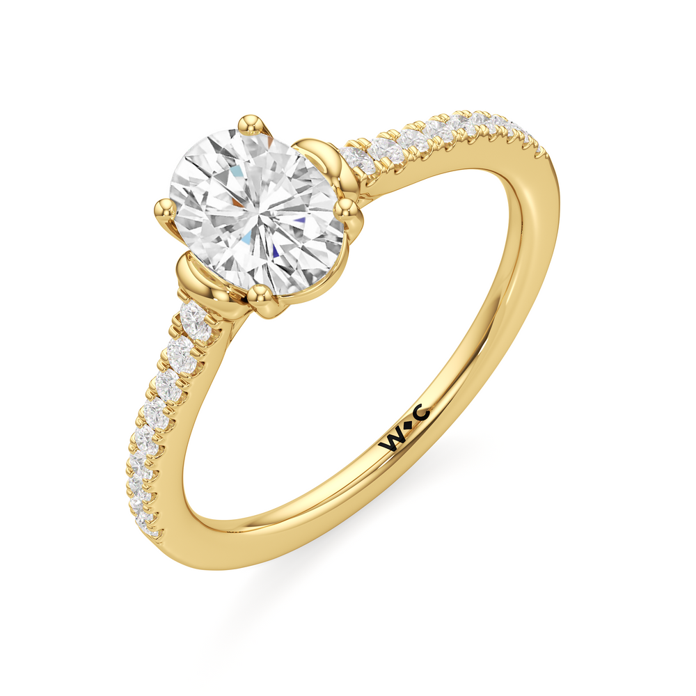 The Priya Engagement Ring with Oval Cut Diamond in 14KT Yellow Gold view 3
