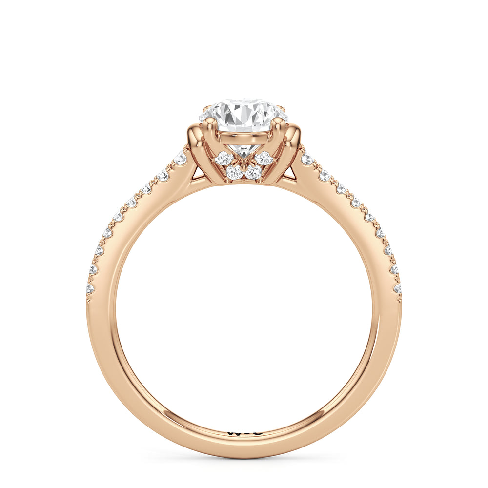 The Priya Engagement Ring with Round Cut Diamond in 14KT Rose Gold view 2

