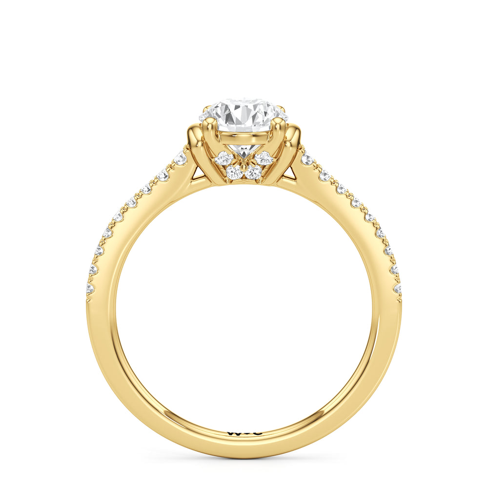 The Priya Engagement Ring with Round Cut Diamond in 14KT Yellow Gold view 2
