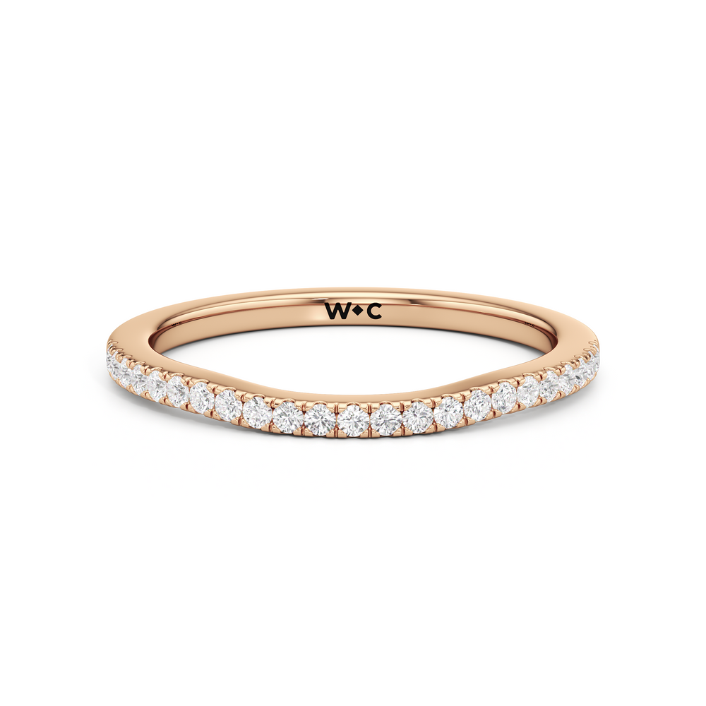 The Ayla Diamond Wedding Band with 18KT Rose Gold Cut Diamond in 14KT Rose Gold view 1
