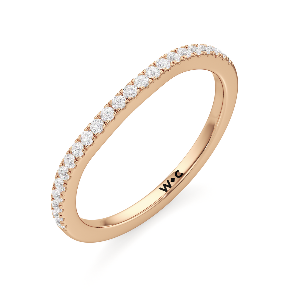 The Ayla Diamond Wedding Band with 18KT Rose Gold Cut Diamond in 14KT Rose Gold view 3
