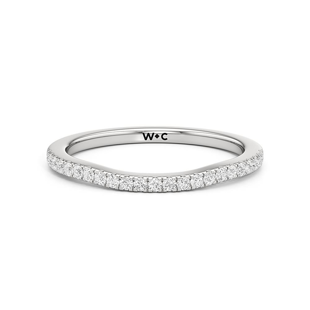 The Ayla Diamond Wedding Band with Platinum Cut Diamond in 14KT Platinum view 1
