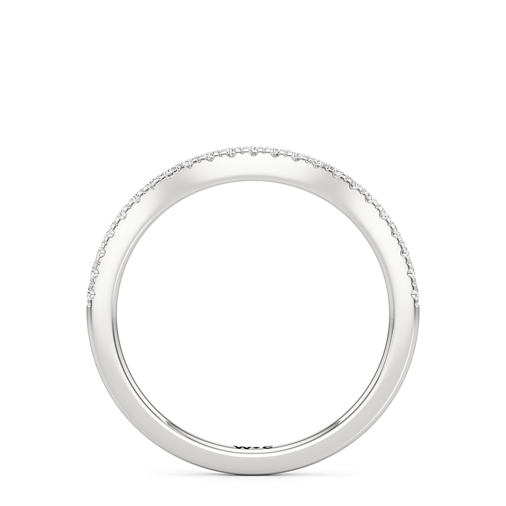 The Ayla Diamond Wedding Band with Platinum Cut Diamond in 14KT Platinum view 2
