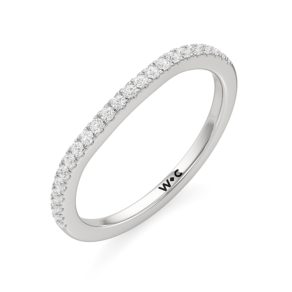The Ayla Diamond Wedding Band with Platinum Cut Diamond in 14KT Platinum view 3
