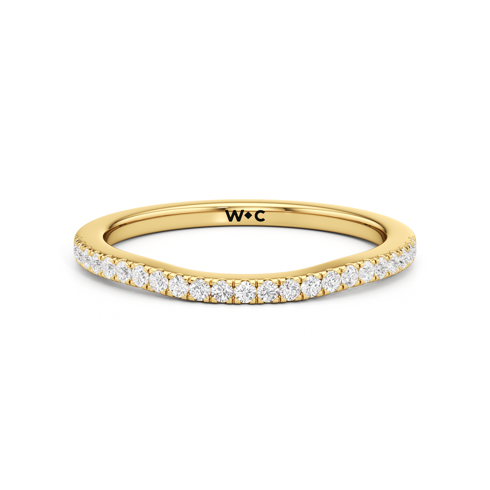 The Ayla Diamond Wedding Band with 18KT Yellow Gold Cut Diamond in 14KT Yellow Gold view 1
