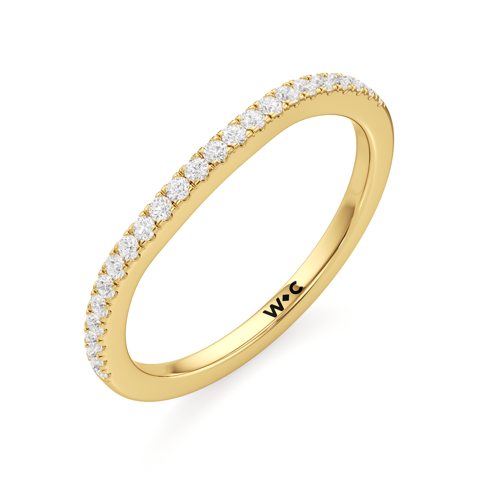The Ayla Diamond Wedding Band with 18KT Yellow Gold Cut Diamond in 14KT Yellow Gold view 3
