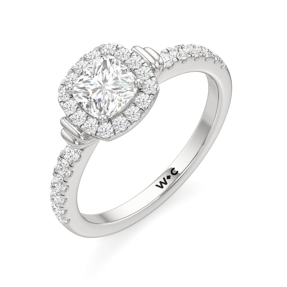 The Ayla Engagement Ring with Cushion Cut Diamond in 14KT Platinum view 3
