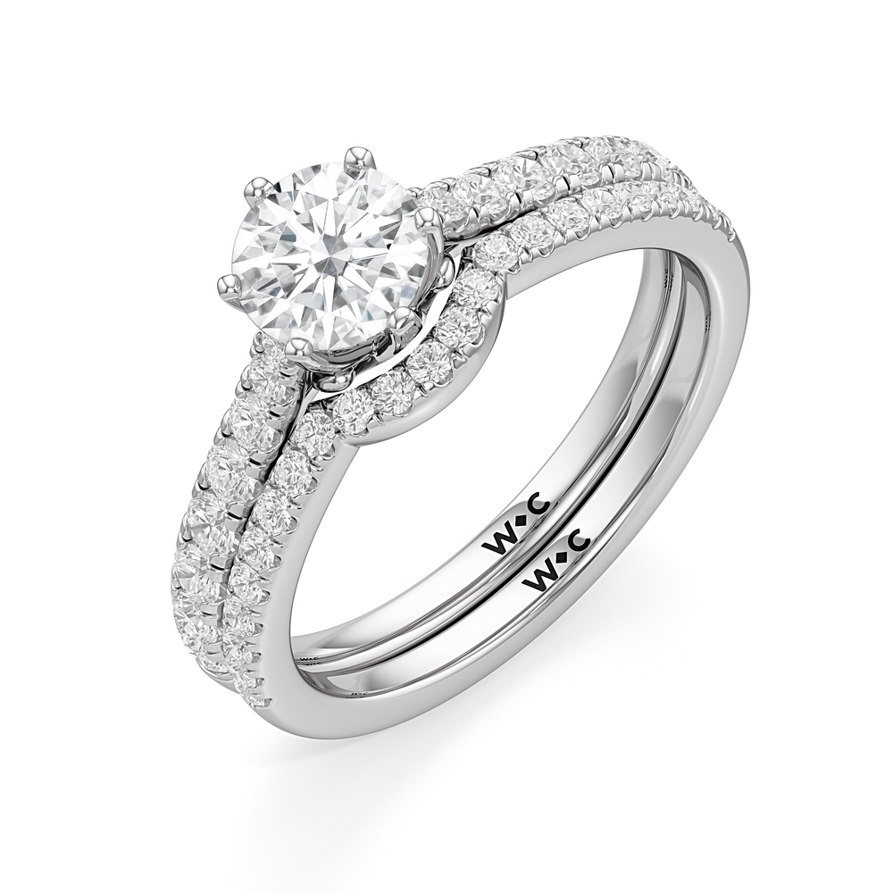 The Cove Diamond Wedding Band with Platinum Cut Diamond in 14KT Platinum view 4
