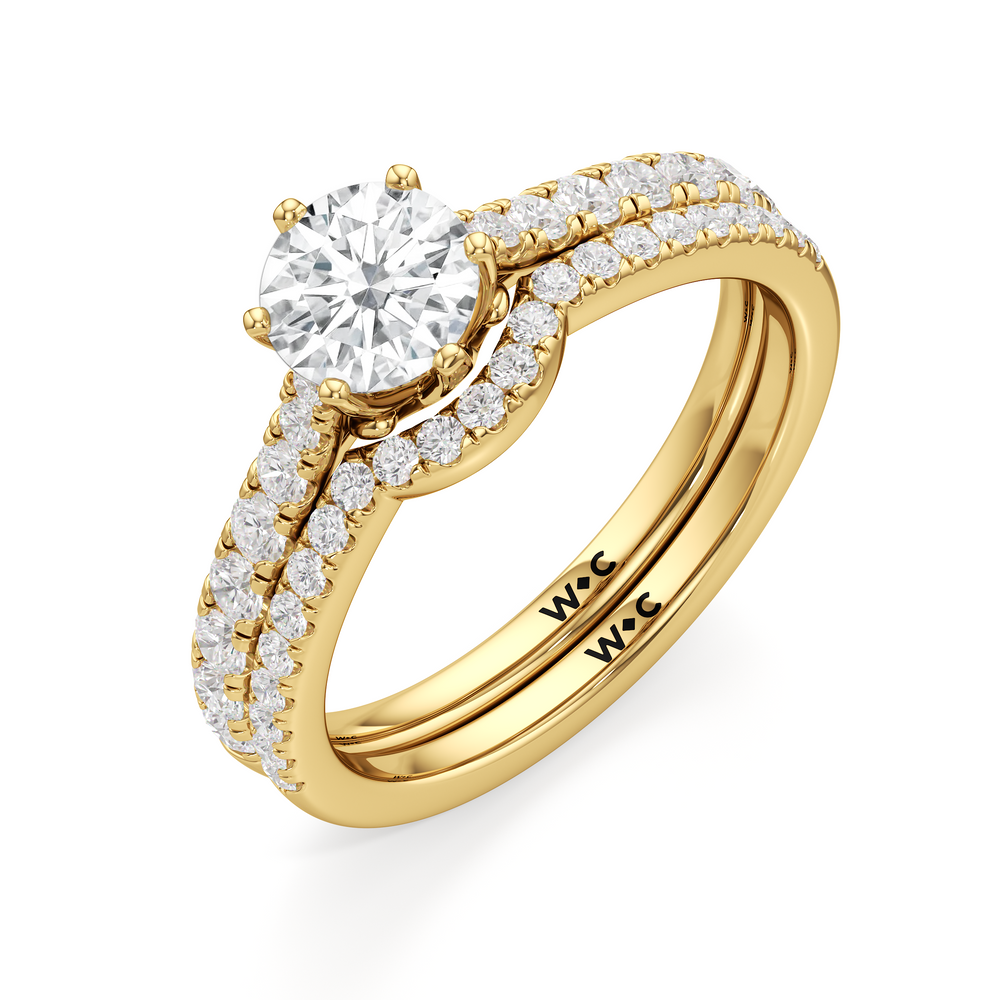 The Cove Diamond Wedding Band with 18KT Yellow Gold Cut Diamond in 14KT Yellow Gold view 4
