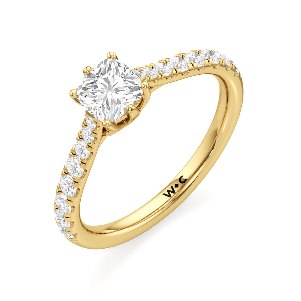 The Cove Engagement Ring with Cushion Cut Diamond in 14KT Yellow Gold view 3
