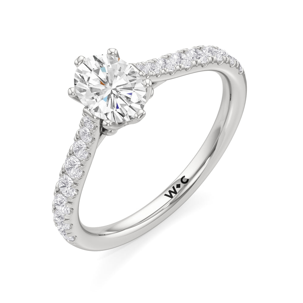 The Cove Engagement Ring with Oval Cut Diamond in 14KT Platinum view 3
