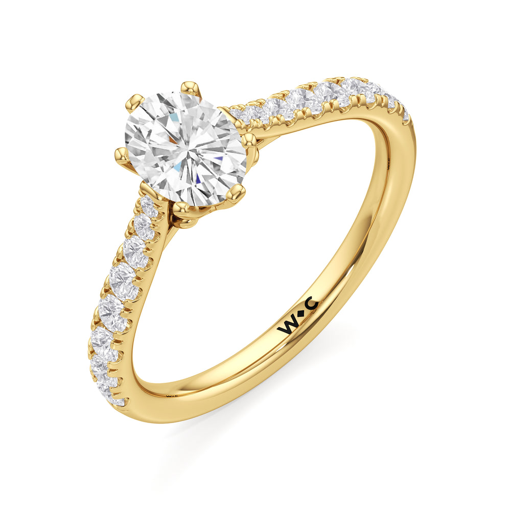 The Cove Engagement Ring with Oval Cut Diamond in 14KT Yellow Gold view 3
