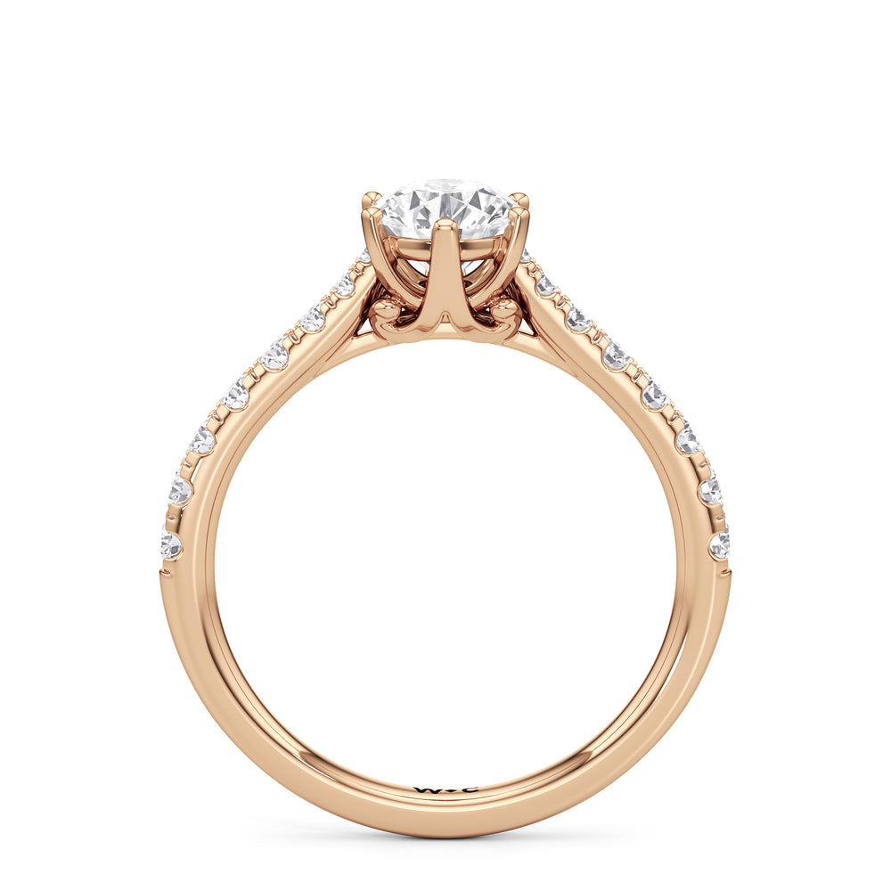 The Cove Engagement Ring with Round Cut Diamond in 14KT Rose Gold view 2
