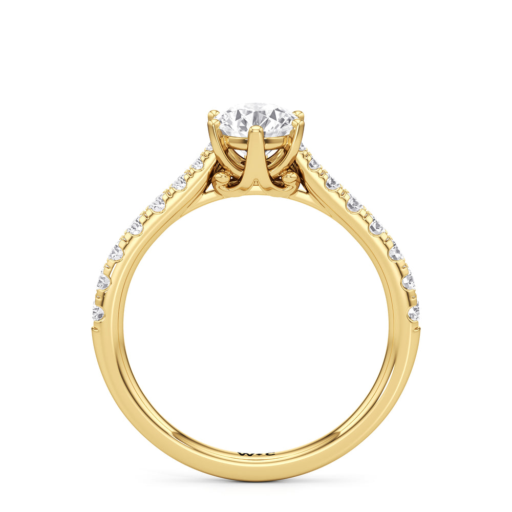 The Cove Engagement Ring with Round Cut Diamond in 14KT Yellow Gold view 2
