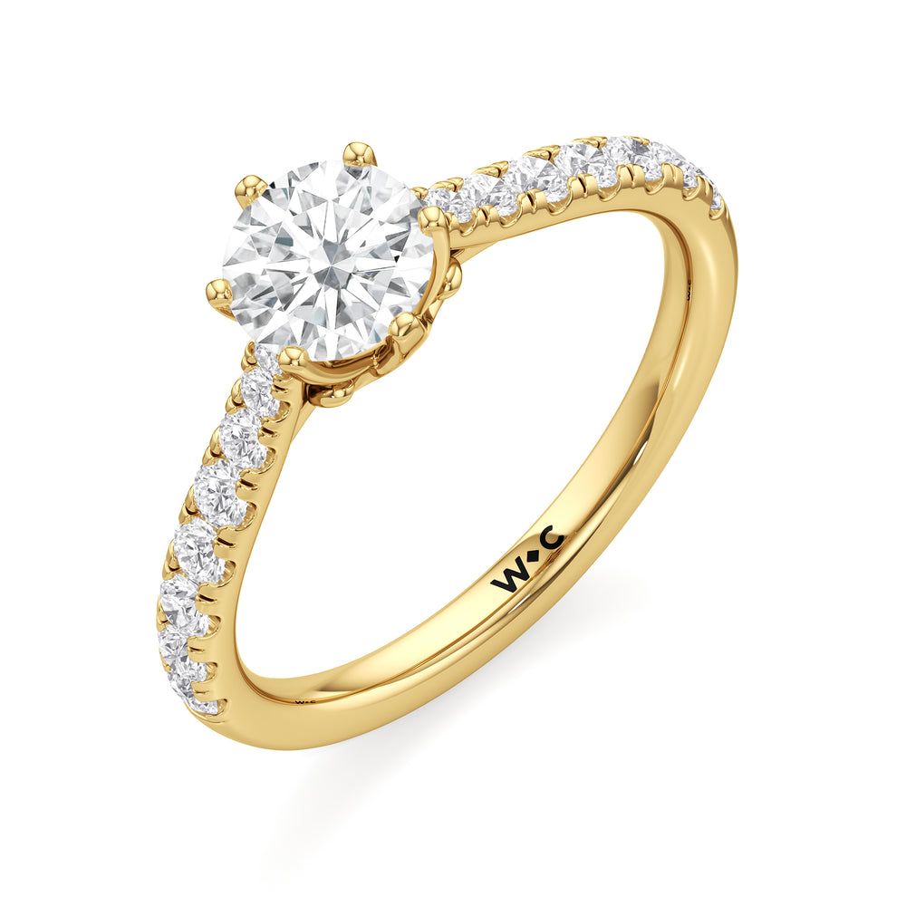 The Cove Engagement Ring with Round Cut Diamond in 14KT Yellow Gold view 3

