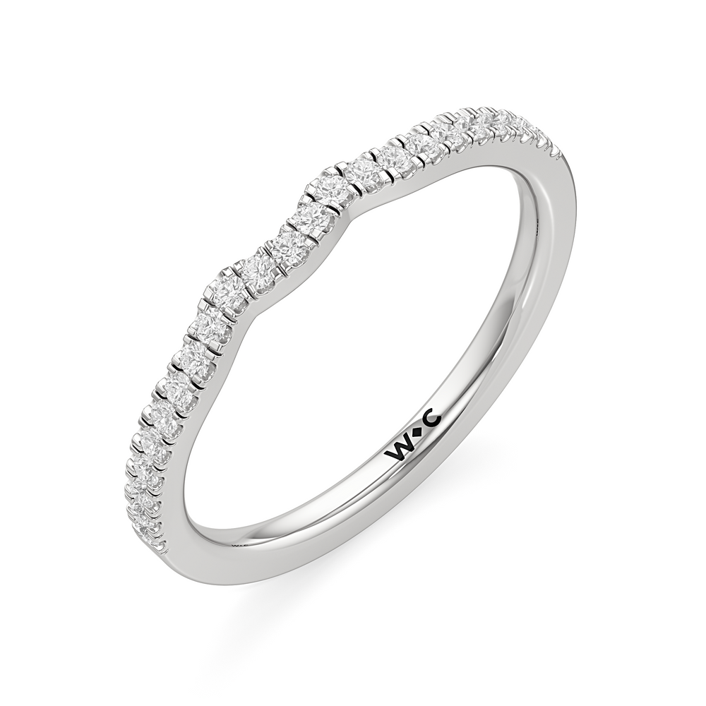 The Hazel Diamond Wedding Band with Platinum Cut Diamond in 14KT Platinum view 3
