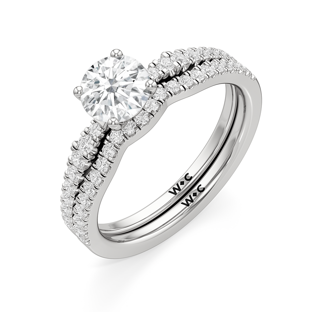 The Hazel Diamond Wedding Band with Platinum Cut Diamond in 14KT Platinum view 4
